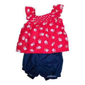 Carter's Girls 6mos Red Blue Shorts Outfit, NWT 2-Piece Set